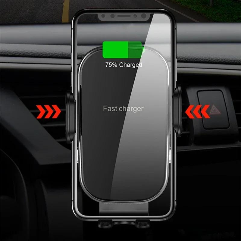 Night Light Wireless Car Charger Auto Car Mount Phone Holder For iPhone Samsung Xiaomi Infrared Induction Fast Charging Station