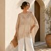 Fashionable Solid Color Swimwear Outerwear See Through Breathable Fabric Beach Top Versatile Lightweight Smock Wedding Occasion