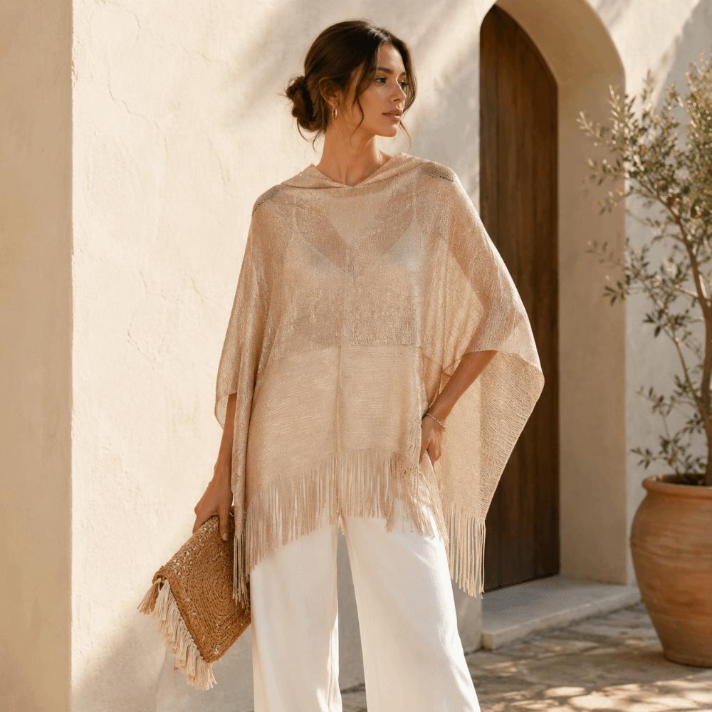 Fashionable Solid Color Swimwear Outerwear See Through Breathable Fabric Beach Top Versatile Lightweight Smock Wedding Occasion