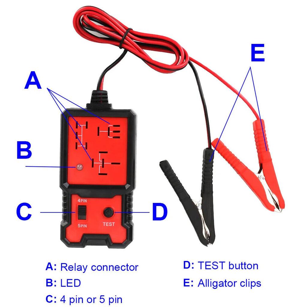 Automotive Relay Tester, Car Battery Tester With Clips, LED Light Electronic Automotive Relay Tester 12V, Car Relay Tester For Auto Repairing