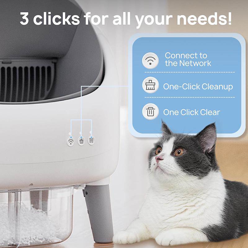 Self Cleaning Litter Box Automatic Cat Litter Box with Open-Top Design APP Control Dual Safety Sensors Suitable for Multi-cats