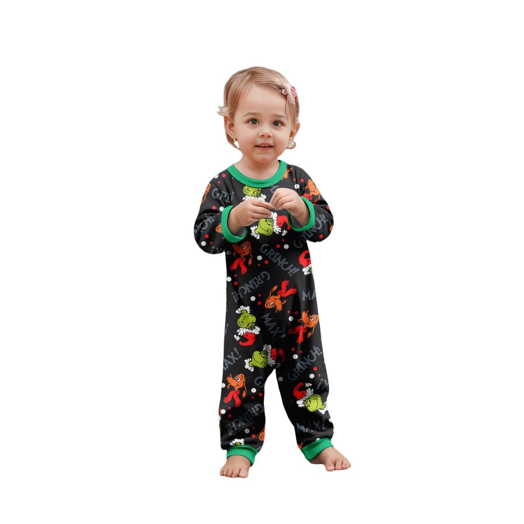 Parent-child Christmas Print Home Suit Long-sleeved Top And Pants