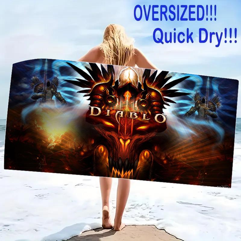 Diablo Print Beach Towel, Large Soft Quick Dry Towel for Beach Camping Swimming