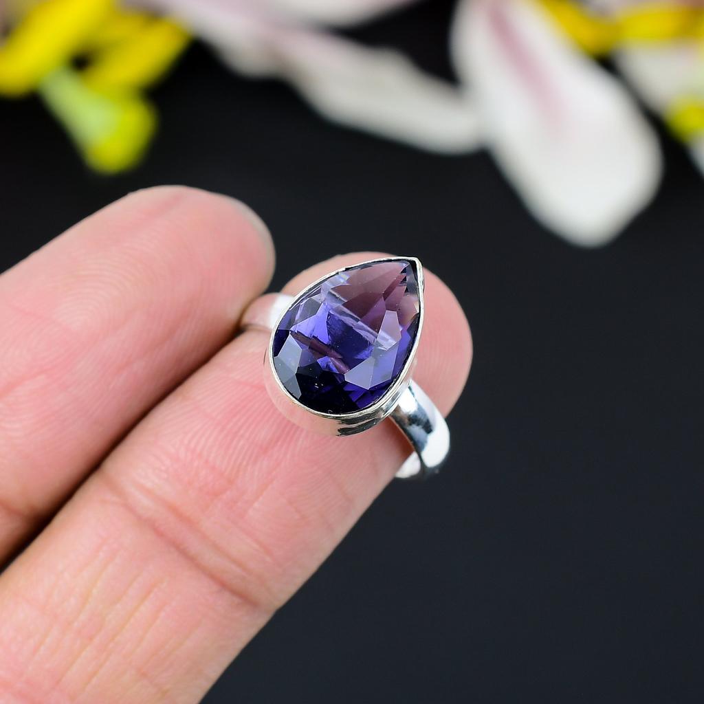 Amethyst Gemstone Handmade 925 Sterling Silver Jewelry Ring Size 10 KG-349