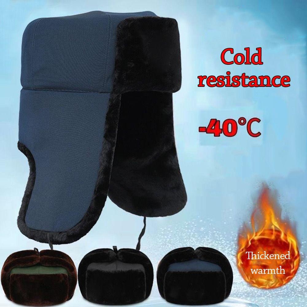 Warm Winter Cap Windproof Ushanka Fur Hat Outdoors Ski Russian Cap  for Men Women