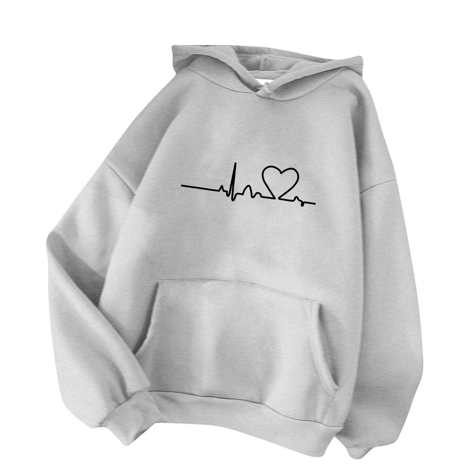 

Женская модная повседневная толстовка с капюшоном и длинными рукавами L светло-серый