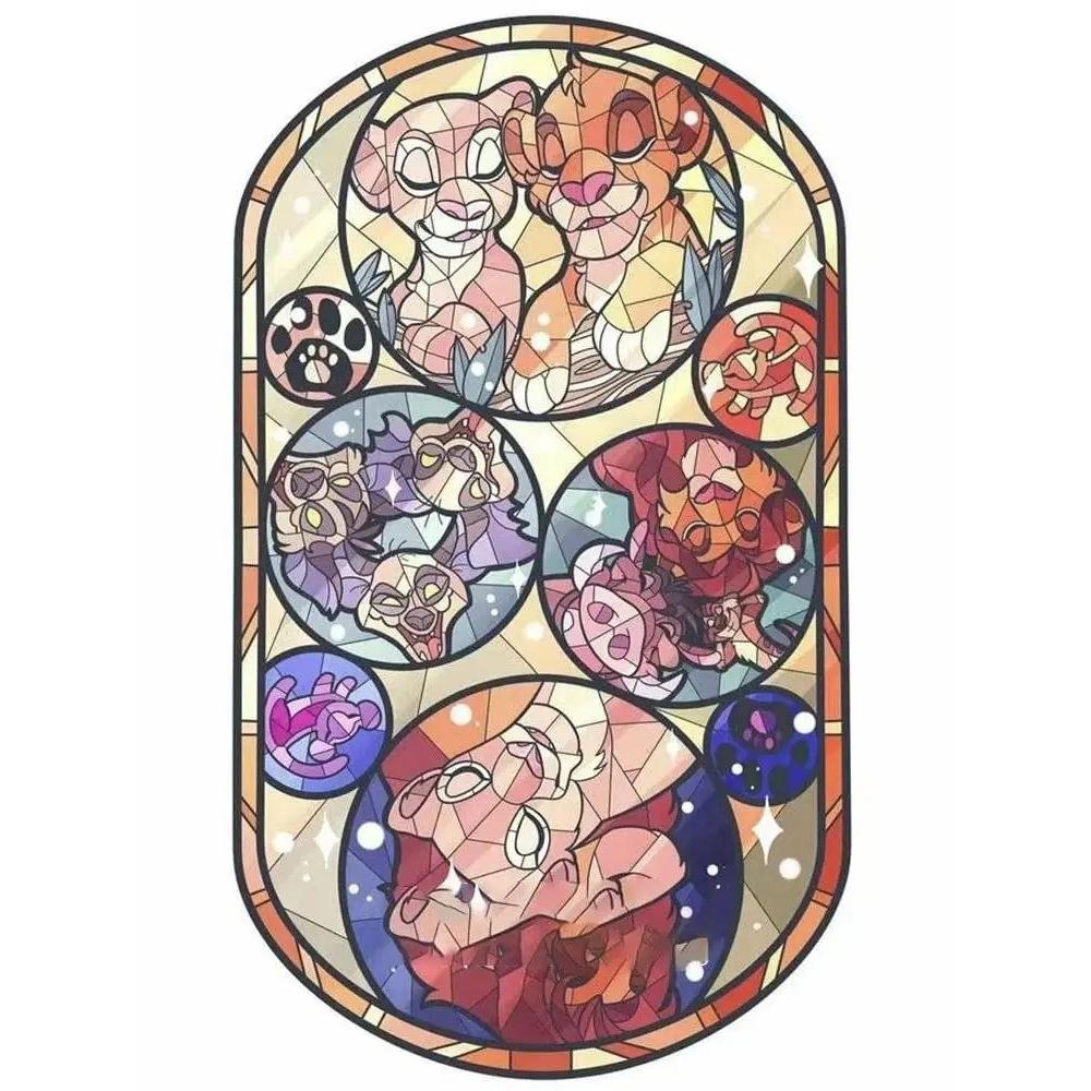 

Disney Diamond Painting Set The Lion King Stained Glass Art Painting Embroidery Wall Decoration DIY Set Gift Handmade Crystal 5D Diamond Round 20x30cm