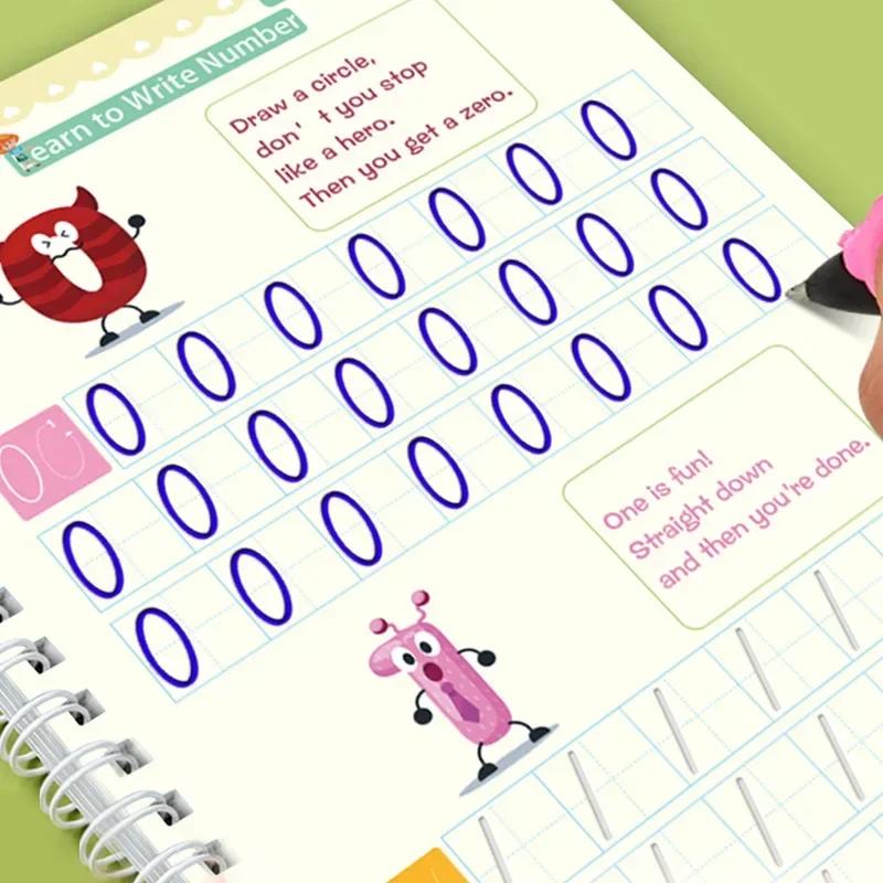 Wiederverwendbares Übungsheft Magische Kopierhefte für Kinder Handschrift-Arbeitshefte für Kindergärten Rillen-Schablonen-Design-Hilfe