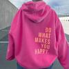 Women's Hooded Long Sleeve Loose Fit Sweatshirt Casual Letter Graphic Pullover