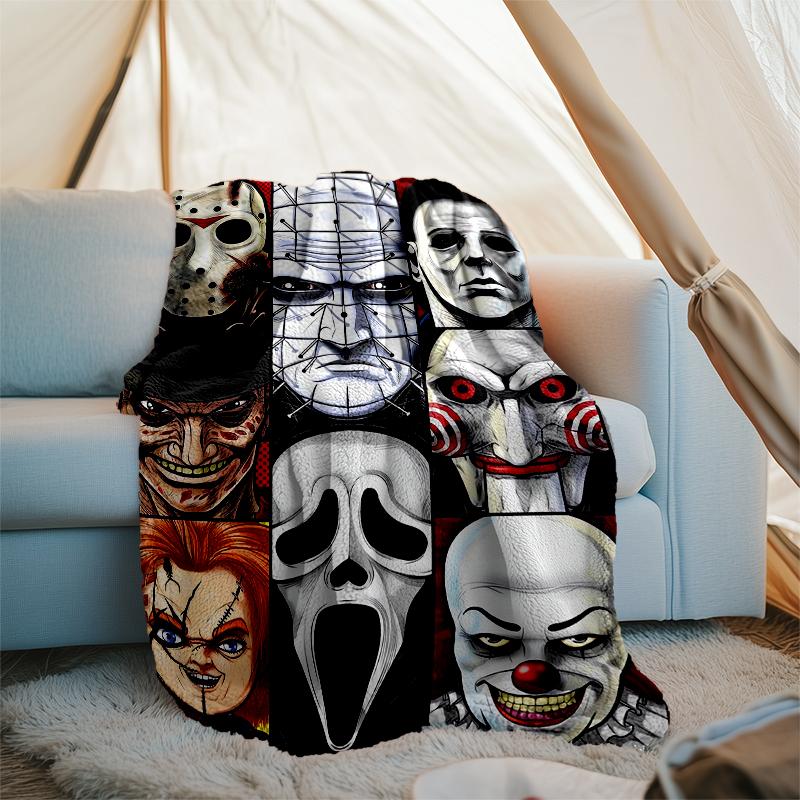 Halloween horror Theme Printed Blanket - Perfect for Couch, Bed, Travel & Outdoor Use | Machine Washable, Cozy & Durable.