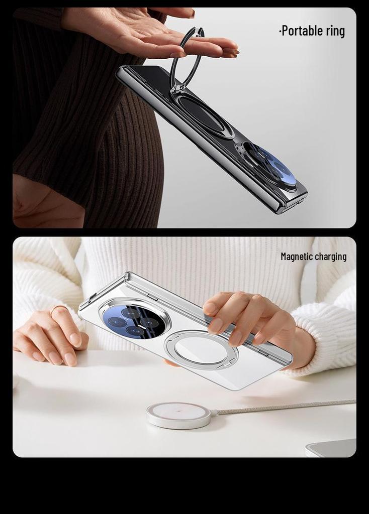 Honor Magic V6 Transparent Foldable Phone Case, Magnetic Stand, Full Coverage, Anti-Drop Protection for Men