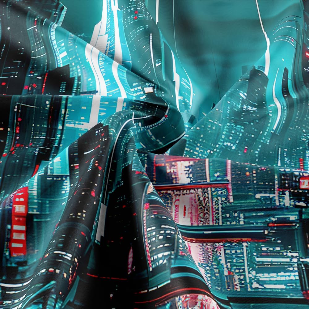 Cyberpunk City Wall Tapestry Neon Urban Art Sci Fi Landscape Bedroom Decor Futuristic Cityscape Hanging Tech Design