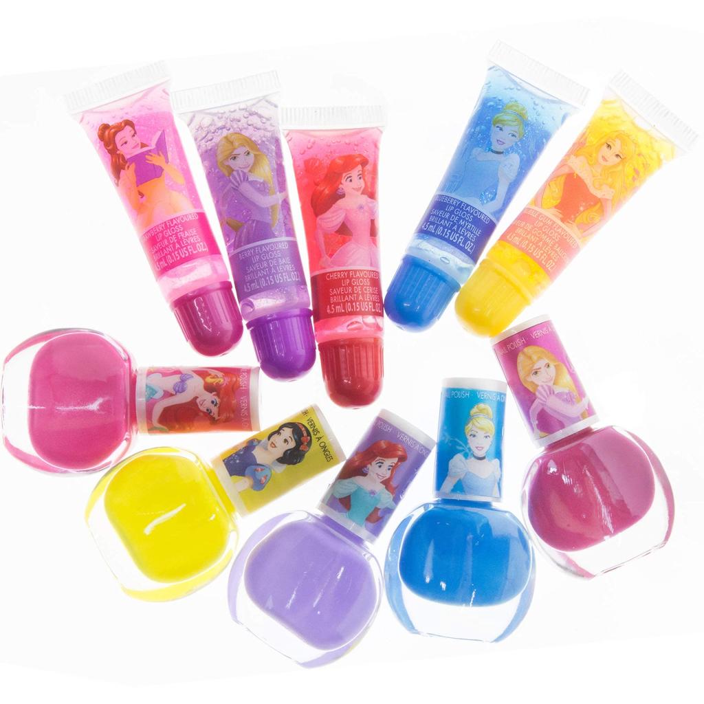 TownleyGirl Disney Princess 5 Lip Glosses, 5 Peel-off Nail Polishes, 24 Nail Stickers, Kids Nails, For Kids
