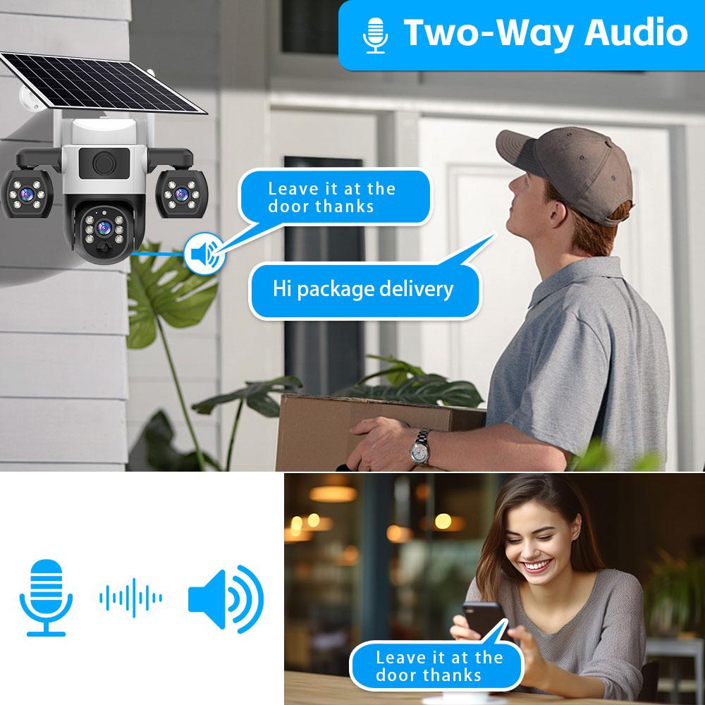 Solar-Sicherheitskamera WIFI/4G Drei-Bildschirm Mobiltelefon Fernbedienung HD Automatische Ladekamera Außenbereich