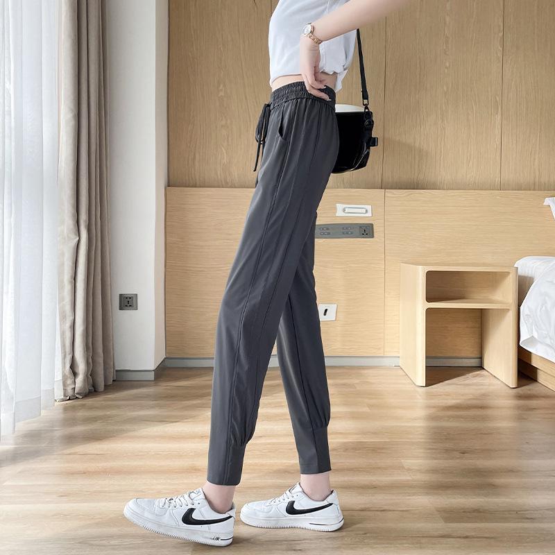 Women's Summer Quick-Dry Ice Silk Fitness Pants - Lightweight, Loose Harem Style for Running and Casual Wear