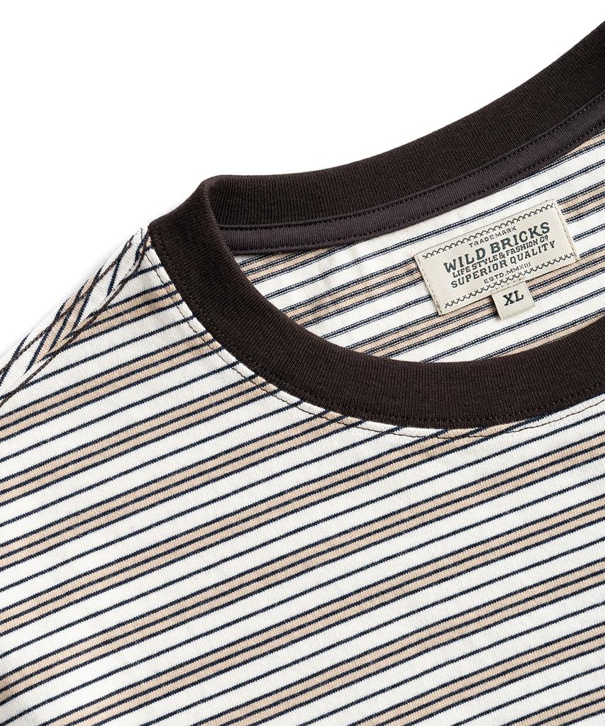 Waildeubeuligseu W25 Striped Pocket Tee (Brown)