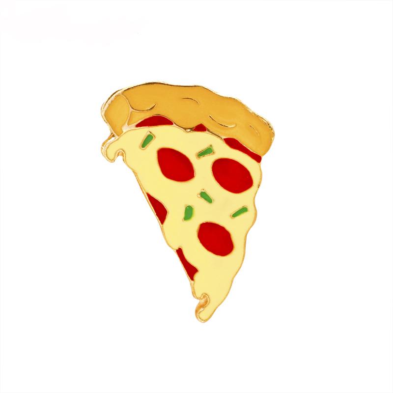 Yellow Pizza Shaped Enamel Brooches Cute Fast Food Design Golden Pins Women Girls Backpack Bag Jacket Badge