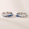 2 Pcs Sea Blue Meteoric Star Couple Rings Wedding Bands Adjustable for Him & Her