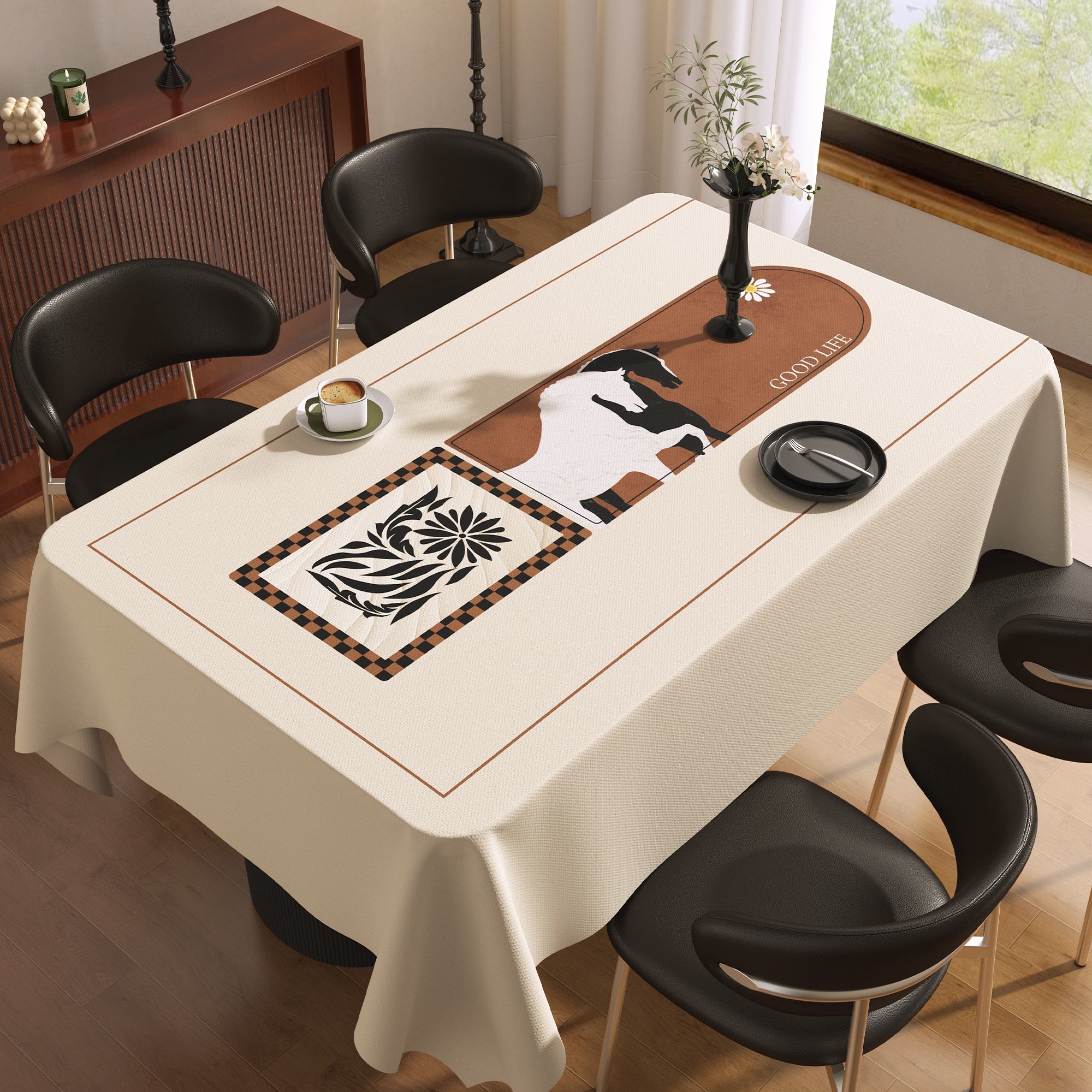 

High End Animal Plant Printed Tablecloth Resist Stains Washfree PVC Desk Pad Environmentally Friendly Dining Tables Decoration tablecloth 80x120cm
