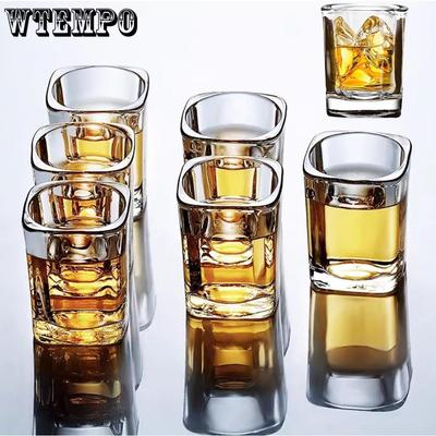 6er-Set Schwere Boden-Schnapsgläser Klar Quadratische Tequila-Schnapsgläser Großhandel Espresso-Schnapsgläser für Wodka Whiskey Tequila Espressos Spirituosen & Liköre