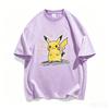 Pok É Mon Pikachu Creative Graffiti Collaboration Short Sleeve T-shirt for Parent Child Summer Pure Cotton Half Sleeve