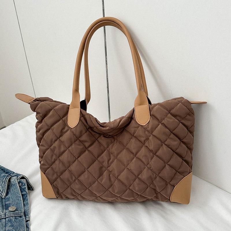 Embroidery Plaid Casual Tote Bags For Women Large Capacity Cotton Shoulder Bag Ladies Handbags For Commuting