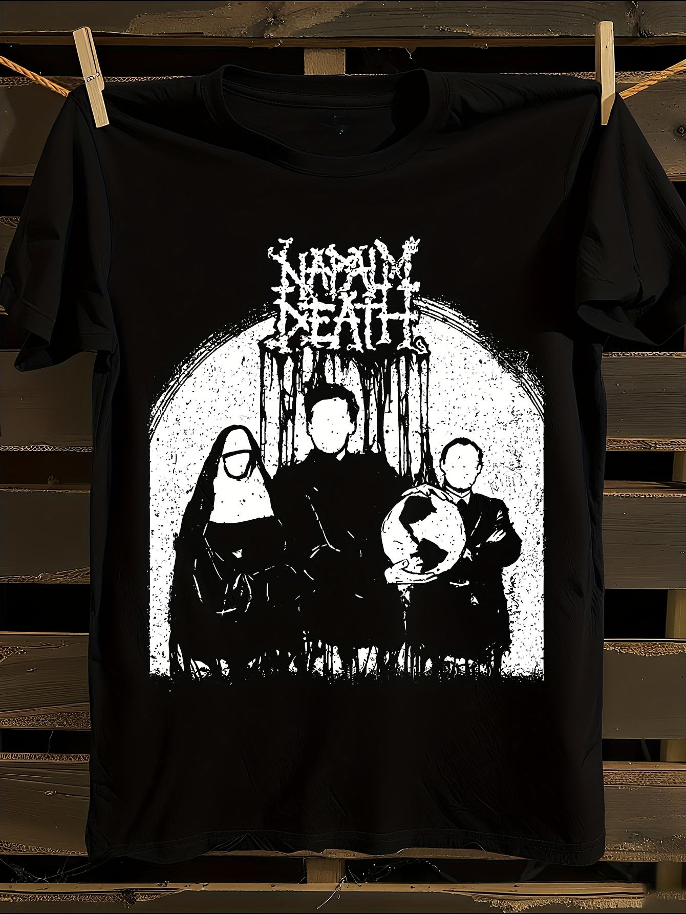 Napalm Death Graphic T-Shirt Mens Tshirt Womens Tshirts with Letters Print Short Sleeves T-Shirt Casual Street Tee Shirt Top M