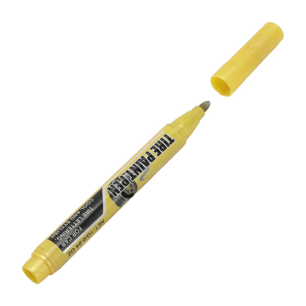 6 Pcs 1g Yellow Tire Paint Pen Water Proof Tire Art Marker for Automotive Vehicle