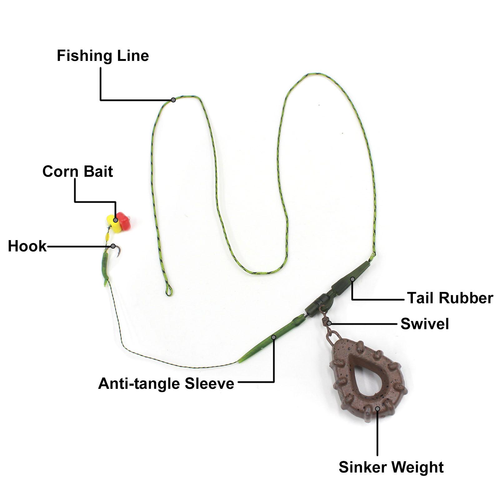 Kaisai 3 Pack Carp Fishing Inline Rig Set With Sinker Weight Tail Rubber Tubes Anti Tangle Sleeves Quick Change Swivels