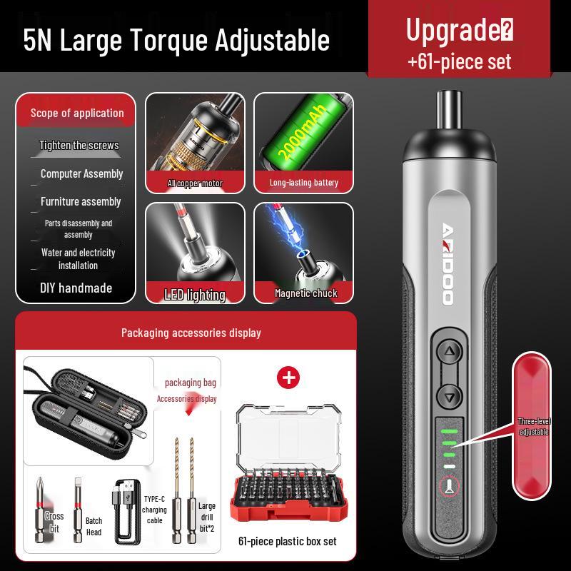 Rechargeable Mini Electric Screwdriver Set with Lithium Battery