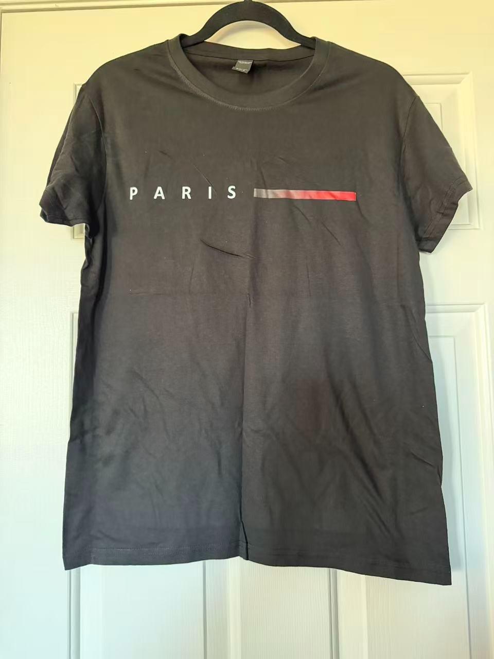 Paris Graphic T-Shirt Black Short Sleeve Casual Tee Adult 3XL