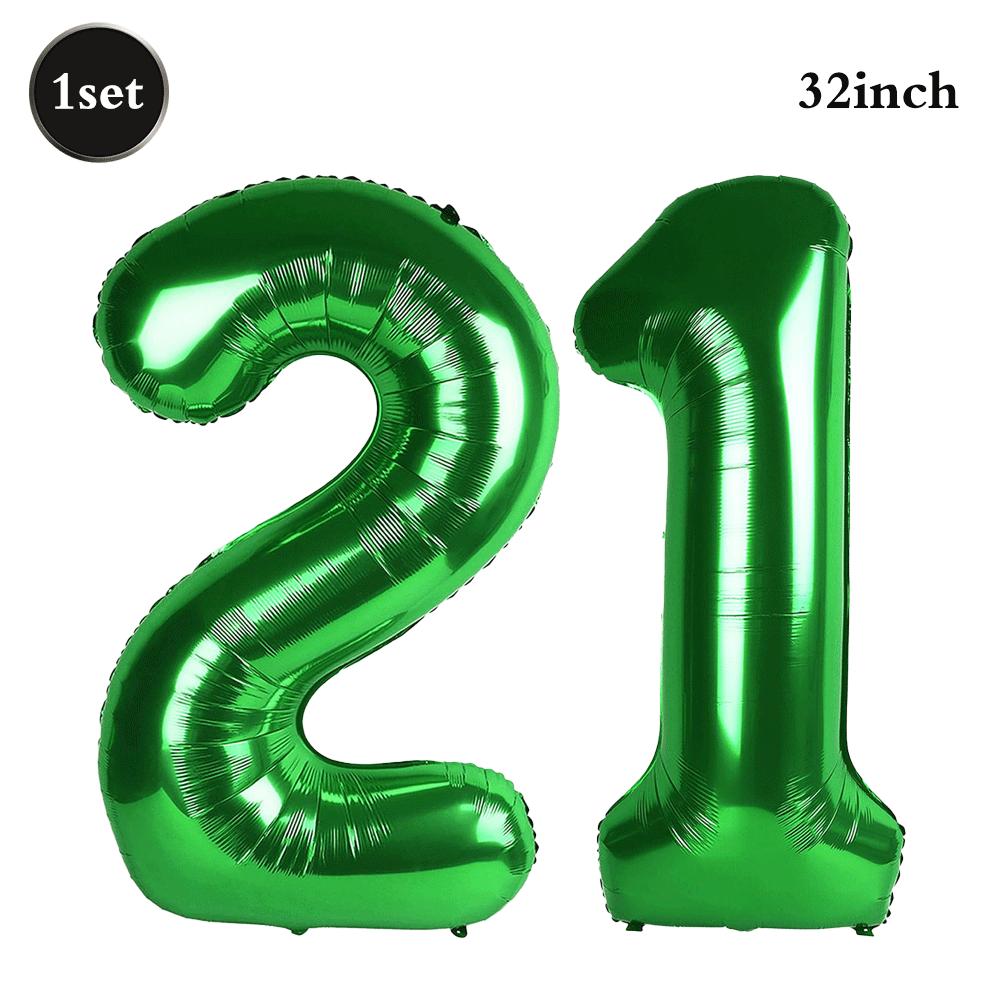 32 Inch Green Number Foil Balloons 0-9 Jungle Safari Theme Soccer Party Decor Kid Boy 1st Birthday Dinosaur Baby Shower Supplies