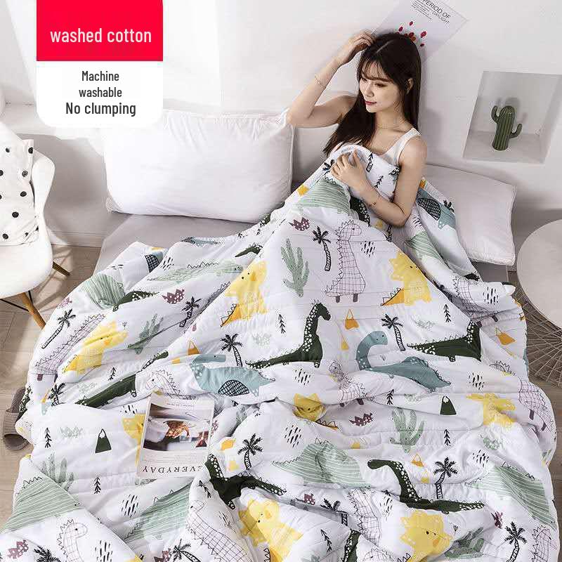 Washable Cotton Summer Quilt for Air Conditioning - Cool, Breathable, Thin Quilt for Kids and Adults