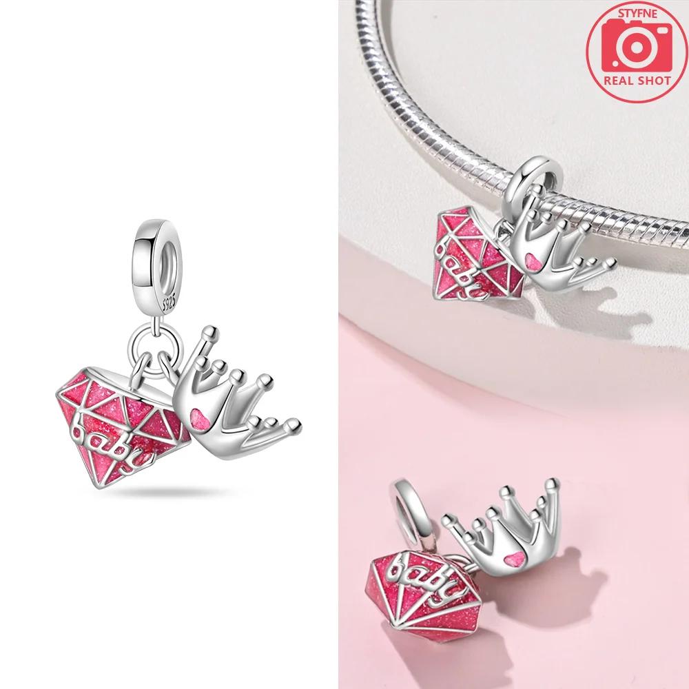 Cute Charms Copper Pink Series Cute Elf Robot Luggage Air Balloon Beaded Pendant Fit Original Bracelet Fine Diy Jewelry