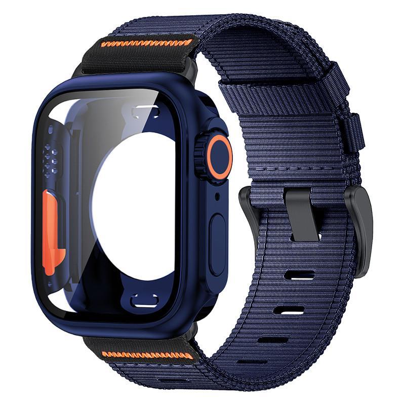 Nylon Loop Strap+PC Case For Apple Watch Series 11 10 42mm 46mm 45mm 44mm 41mm 40mm Cover Band for Iwatch 9 8 7 6 5 SE3/2/1 3 21