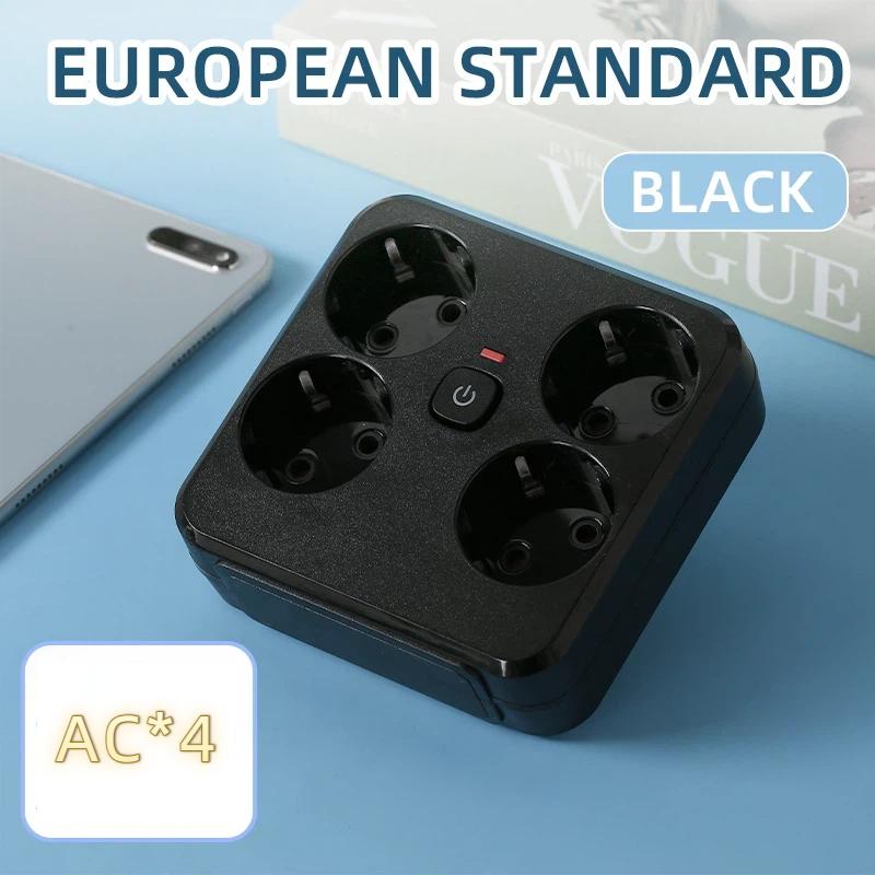 

4-Outlet EU Power Hub with Master Switch – Expandable Wall Socket, Optional USB/Type-C Charging AC*4 чорний