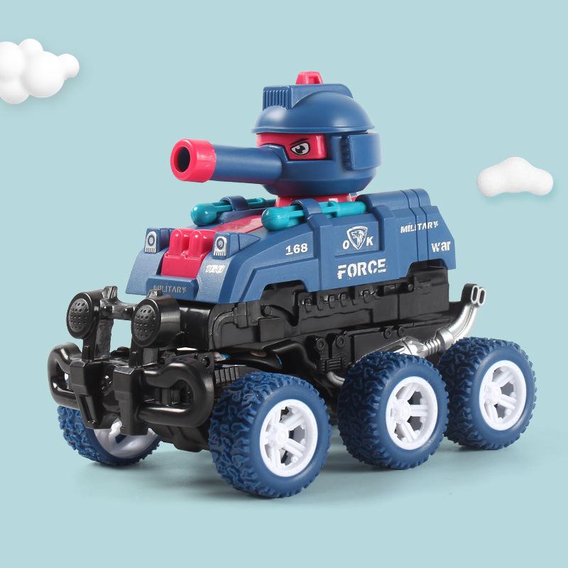 1 Piece Gift For Boys Girls Collision Deformation Can Launch Tank Simulation Walking Six-Wheel Inertial Off-Road Vehicle Model