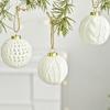 Knitted Pattern Decorative Hanging Ornaments Set of 10 Spherical Design for Seasonal Tree and Home Decoration