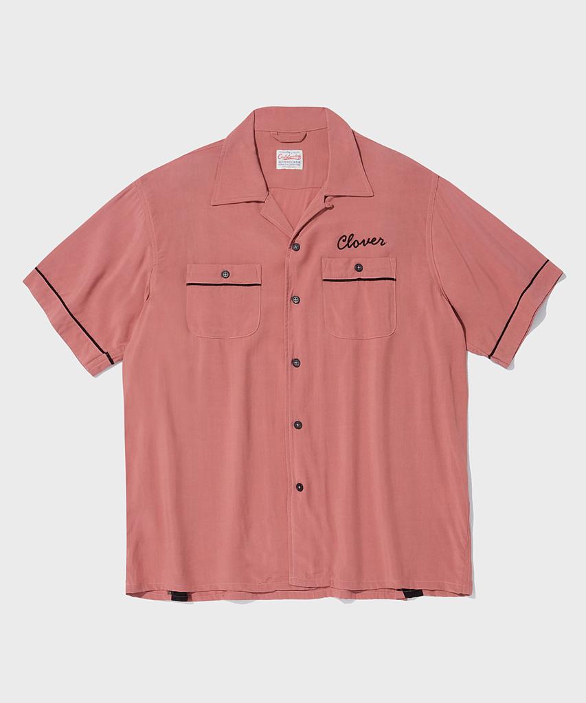 OUTSTANDING Vintage Rayon Bowling Half Shirt_Pink