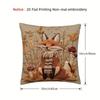 Autumn Fox Faux Embroidery Pillow Cover Double Sided 2Dprint Cozy Pillow Cover Bedroom Living Room Sofa Warm Vibe Accessory Gift
