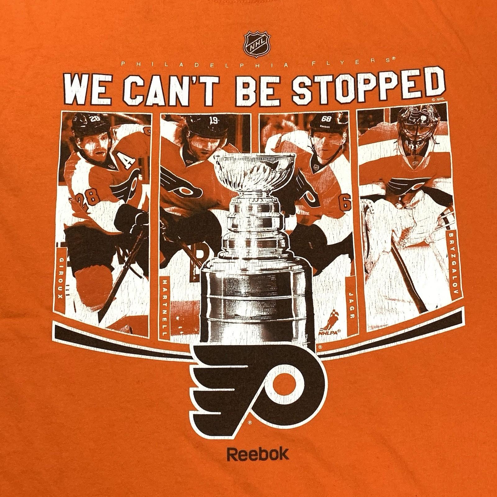 Philadelphia Flyers Mens Large Orange Short Sleeve Shirt NHL Hockey NHLPA Jagr S
