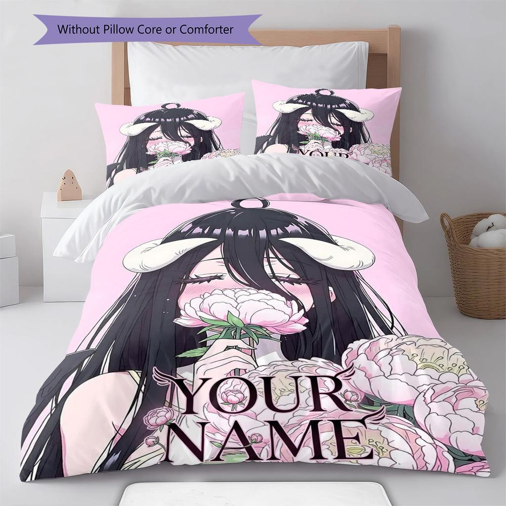 Dark Angel Wings Custom Name Pattern Bedding Quilt Set Quilt Cover Pillowcase Home Birthday Gift(1 * duvet cover + 2 * pillowcase, without core)