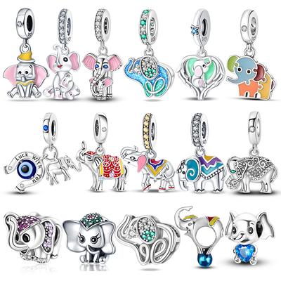 Cute Pink Elephant Charm Beads Collection For Women'S Bracelets, Necklaces, Keychains Copper Beads Diy Jewellery Fine Gifts