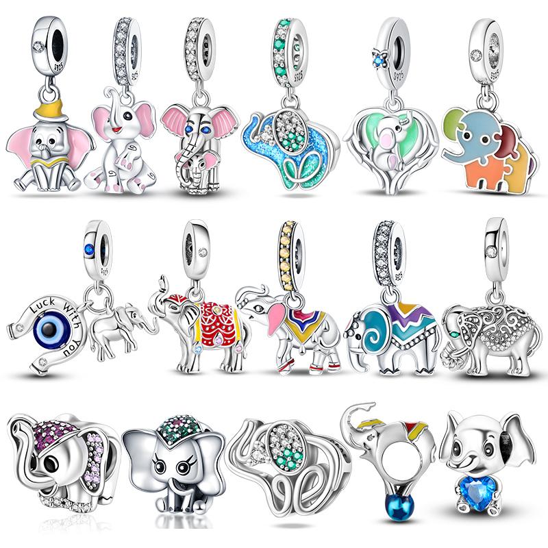 Cute Pink Elephant Charm Beads Collection For Women'S Bracelets, Necklaces, Keychains Copper Beads Diy Jewellery Fine Gifts