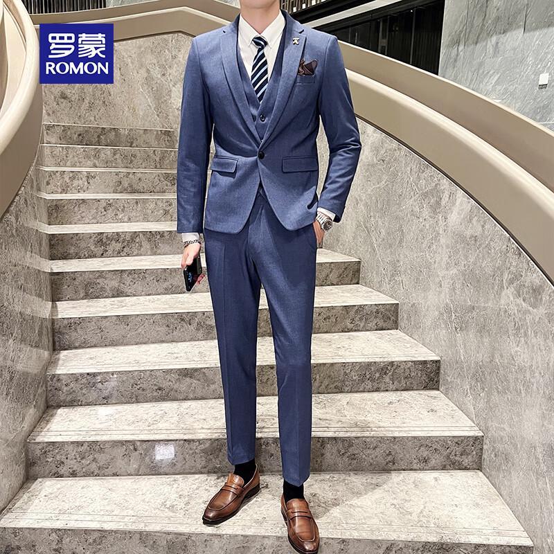 ROMON Men's Slim-Fit Business Formal Suit