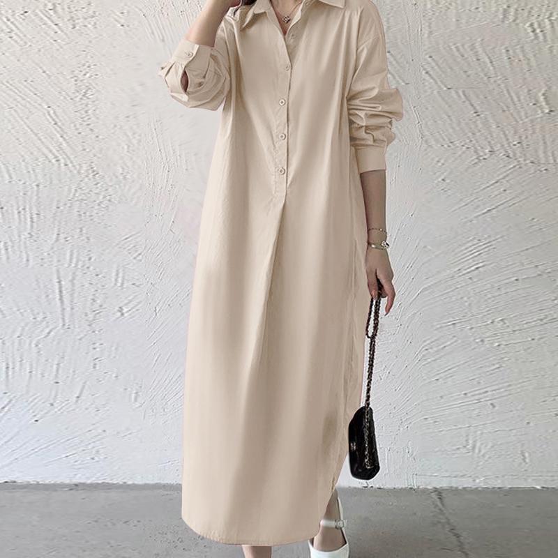 

ZANZEA Женское классическое повседневное платье-рубашка с отложным воротником, свободное, с длинным рукавом 5XL