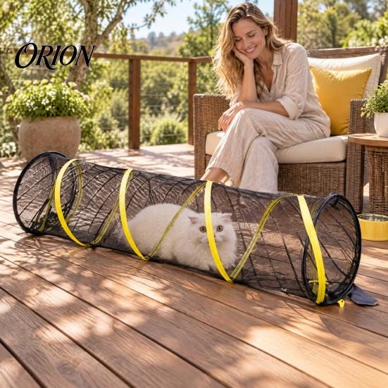 Cat Interactive Hideaway Foldable Pet Mesh Tunnel, Breathable Tube Toy for Cats & Dogs, Small Animal Activity Tunnel Collapsible Play Indoor