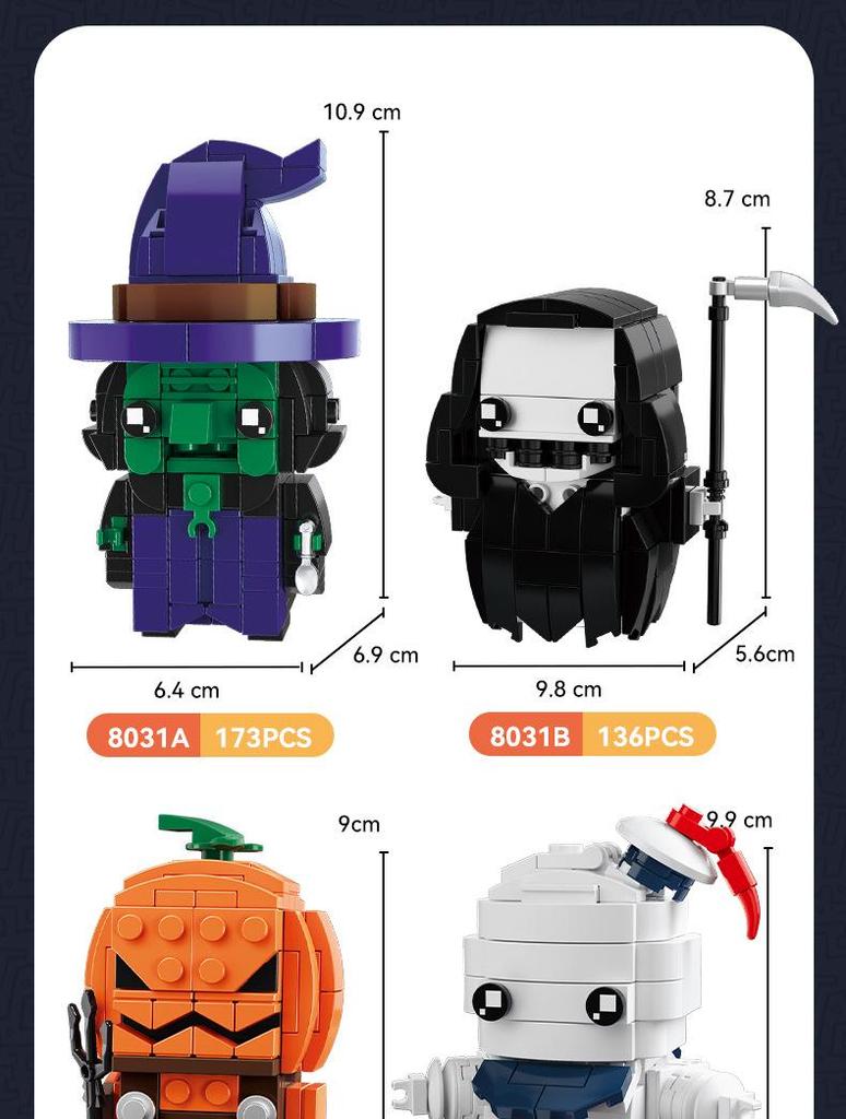 Compatible Ghost & Pumpkin Halloween Building Blocks - Creative Educational Toy for Kids