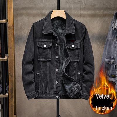 Men's 2026 Versatile Denim Workwear Jacket with Thickened Velvet