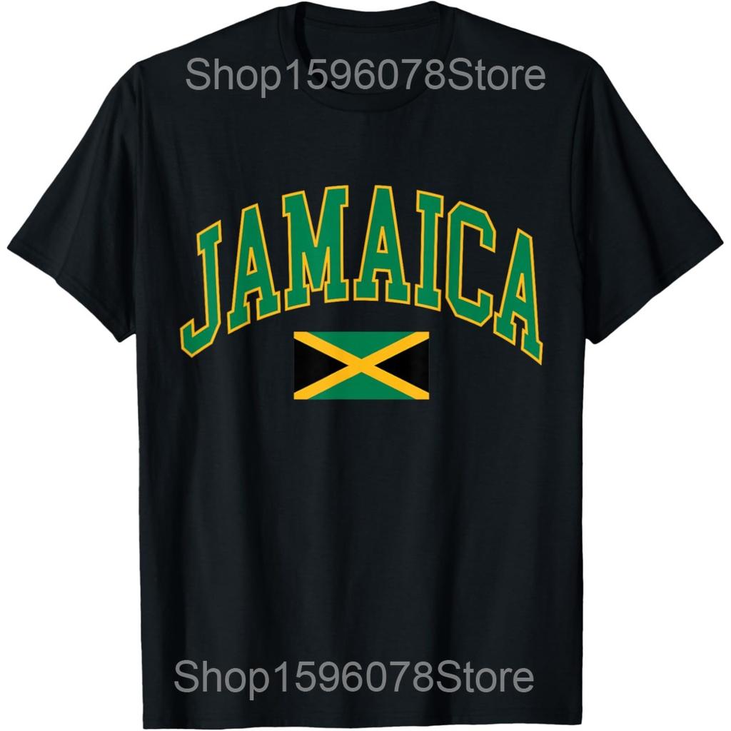 Jamaican Flag Heart Vintage Jamaica T Shirts Men Women Pure Cotton Humor Streetwear Tee Shirt Short Sleeve Unisex Loose Clothing